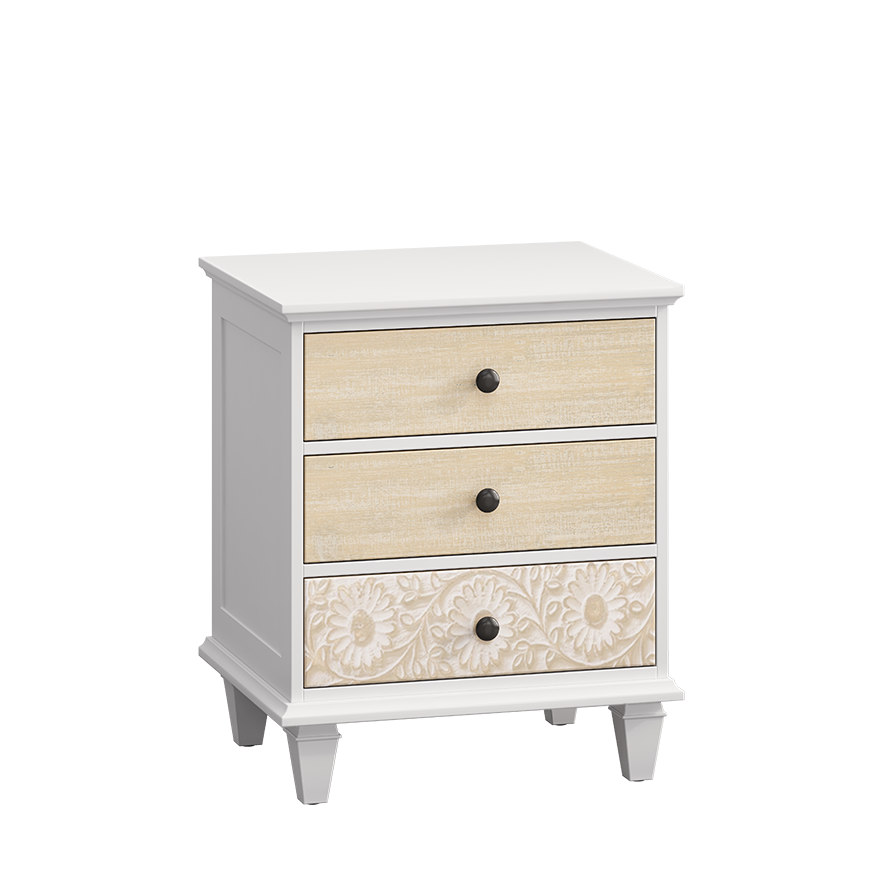 Floral Whimsy 3-Drawer Nightstand